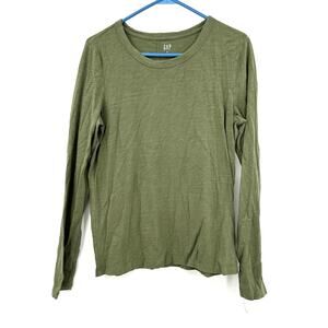 Gap Size Medium Shirt Green Long Sleeve Crew Neck‎ Tee Basic Everyday Casual Top